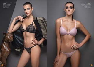 L5659_
BRALETTE Y LESS REG DE
PUNTILLA BRODERIE
TALLE: 85 AL 100
COLORES: BLANCO -
NEGRO - CRUDO
L5658_
TRIANG SOFT Y LESS REG DE
PUNT C/PELOS Y TUL/LYC
TALLE: 85 AL 100
COLORES: BLANCO -
NEGRO - R.PERLA
38 39
 