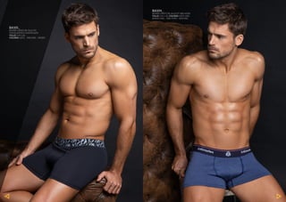 BA101_
BOXER LARGO DE ALG/LYC
CON ELASTICO CAMUFLADO
TALLE: S-M-L-XL
COLORES: AZUL - GRIS MEL - NEGRO
BA104_
BOXER CORTO DE ALG/LYC MELANGE
TALLE: S-M-L-XL COLORES: AZUL MEL -
BORDO MEL - GRIS TOPO - GRIS MEL
60 61
 