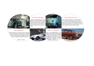 5
Cuatro aros: Horch
La fábrica de Horch en Zwickau nunca se apartó del
principio establecido por el fundador de la compañía:
construir únicamente coches potentes y de gran
calidad. Por ello, Auto Union vendía los coches de
Horch en el segmento superior del mercado.
Cuatro aros: Wanderer
Cuando se constituyó Auto Union AG, la
división de coches de Wanderer estaba
dedicada a la producción de vehículos
de gama media. En los años siguientes,
se puso el acento cada vez más en los
aspectos deportivos y avanzados de la
marca.
Un nuevo “Ingolstadt”
1949: Lo que originariamente fue un
depósito de piezas de recambio para Auto
Union en la antigua ciudad fortificada
de Ingolstadt se convirtió en la sede
central de Auto Union GmbH, una nueva
compañía que continuaba la tradición
automovilística asociada con el
emblemadeloscuatroaros.
La marca nace de nuevo
1965: Se lanzó al mercado el nuevo modelo DKW
F 102. Se trataba del primer coche de la marca
con un motor de cuatro tiempos desde después de
la guerra y del comienzo de una nueva era. Por ello,
la marca merecía tener un nuevo nombre: Audi, un
nombre cargado de tradición, había renacido.
 