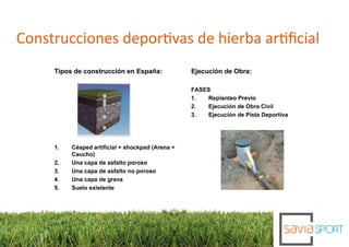 Construcciones deportivas de hierba artiﬁcial
 