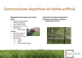 Construcciones deportivas de hierba artiﬁcial
 