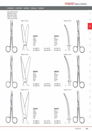 SCHEREN SCISSORS TUERAS CISEAUX FORBICI
d1irurgisd1e Sc:heren
Operating Sc1ssors
lijcraspara cirugfa
Clseauxad1hurgie
fm>10 per d111wy1a
Orlglnol 13.0 cm
'n
Orlglnat 14,'i cm
e
111
Ong111al 14.~ cm
e
111
GRAZIL
Flg.1
9frad!
1~•19'1
O!Cl.)S
drott<
reite
/( 040/13
AC 040/14
GRAZIL
Fl9)
gerade
s1ral!f>1
r1oas
droils
rcne
AC 042/13
AC 042114
GRAZIL
Fig.l
IJt'fadP.
Slrai~I
h!dt)S
rlrohs
reite
AC 046113
AC 046/14
13,0 crn/5'
14,5 crn/5l14
13,0 cm/5'
14,5 cm/53„•
13,0 cm/5"
14,5 cm!Sl••
nopa"fnetA'Umente
Ortgml 13,0cm
1
GRAZIL
i19. 1
91bogen
ruved
"""'r,o1rbt~
ruve
AC041/13
AC 041/14 'n
Origml M,5on
GRAZIL
R9.'
9'b<>gtll
ruvcd
ruvas
cot1bes
ctl'IC
~,
AC 043/13
AC 04.~/1 4 li1
Orignal 14,5an
GRAZIL
R9. 3
91bogen
wved
"""''co11bes
""''
AC 047/13
AC 047/14 '11
AC 047114 107
 