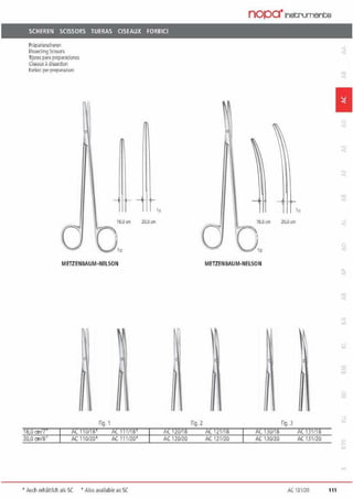 nopa·1netrumente
SCHEREN SCISSORS TUERAS CISEAUX FORBICI
Praparieischeren
l)1ss.erlmg Sc1ssors
lijaa~ parapreparaciaies
Ciseaux adissection
1rrt'ic1~J pr-epttratlon1
18,0cm 20,0 an
METZENBAUM·NELSON
Fig. 1
18,0 crn/7 AC 110/18 AC 111/18
20,0 crn1s· AC 110/20• AC 111/20•
•Auch erhählich alsSC •· Also availableas SC
•11
1
111
0
20,0 tm
METZENBAUM·NELSON
a:
Fig. 2 Fig.J
AC120118 /( 121/18 AC130/18 AC131/18
AC 120120 AC 1Z1120 AC 130120 AC 131120
AC 131/20 111
 