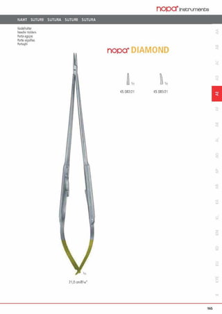 NAHT SUTURE SUTURA SUTURE SUTURA
Nadelhalter
t.leedle flolders
Poro-agufa~
POile aigunle>
PO<taghi
71,0 cm/811••
nopa·1nstrumente
nopcr IAMOND
KS 08"1 1 KS 08.3/? 1
1
1os
 