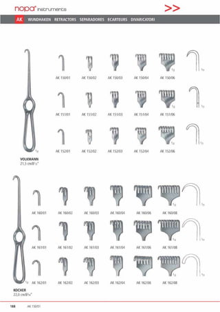 nopa"'1nstruments
AK WUNDHAKEN RETRACTORS SEPARADORES ECARTEURS OIVARICATORI
,n
VOLKMANN
21,5 an/8112"
AK 160/01
AK 161101
1n AK 162/01
KOCHER
22,0 an/81„"
188 AK 150/01
lAK 150/01
1AK 151/01
1AK 152/01
AK 160/02
AK 161/02
AK 162/02
~
' 'AK 150102 AK 150103 AK 150104
l
' 'AK 151102 AK 151103 AK 151/04
~
' ~AK 152102 AK 152103 AK 152/04
AK 160103 AK 160104 AK 160/06
AK 161/03 AK 161104 AK 161/06
AK 162/03 AK 162104 AK 162/06
>>
1.„AK 150106
1„.AK 151106
~ 1„.AK 152106
AK 160108
AK 161/08
AK 162108
 