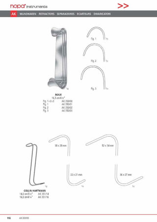 nopa"Instrumente >>
AK WUNDHAKEN RETRACTORS SEPARADORES ECARTEURS DIVARICATORI
Fig.2 1„
Fig.3 'n
ROUX
!6,5 cm/6112•
Fig. H 2·13 AK 350/00
Fig 1 AK 350101
Fig. 2 AK 350/02
Fig 3 AK 350103
- 38 x28 mm 52x 34 mm
32x21 mm 36x27mm
'a
COUIN-HARTMANN
14.0cm/5111" AK351/14
1&,0cm/&11.1" AK 351116
192 AK350/00
 