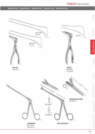 nopa~lnstrunents
RHINOPLASTIK RHINOPLASTY RHINOPLASTIA RHINOPLASTIE RHINOPLASTICA
KILLIAN
13,0 cm1s·
'n
HARTMANN
KO 155/19
19,0 cm/71n"
KO 200/01
KO 200103
'n
'"
COTTLE
K0090/02
15,0 cm/6"
WATSON·WILUAMS
KO 205/12
WEIL·BLAKESLEY
•11
2S
 