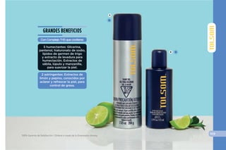 105
A
B
C
*Este maletín se vende por separado y no incluye los productos.
Práctico Maletín para que puedas llevar
la frescura Tolsom™ a todas partes.
• No. de Artículo 216876
100% Garantía de Satisfacción / Ordena a través de tu Empresario Amway.
BENEFICIOS
•Rápida absorción.
•Fórmula no
grasosa.
FRESCURA
SUAVIDAD
HUMECTACIÓN
CUIDADODELAPIELMASCULINA
Maletín Tolsom™
30.000$
 