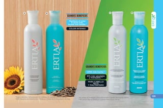 •125
B A
* Resultados obtenidos en paneles de manera independiente.
100% Garantía de Satisfacción / Ordena a través de tu Empresario Amway
SHAMPOOSYACONDICIONADORES
•12% más resistente desde la
primera aplicación.*
•Humecta sin perder el volumen
natural.
•Deja una sensación de suavidad y
aspecto sano.
•PARA CABELLO MIXTO.
BENEFICIOS
 