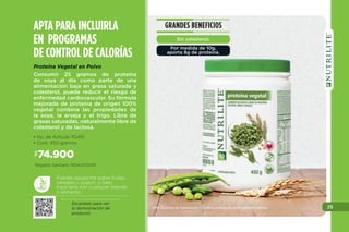 21
21
Este producto es un medicamento fitoterapéutico, no exceder su consumo, leer indicaciones y
contraindicaciones en la etiqueta, si los síntomas persisten consulte a su médico.
Toma dos tabletas al día.
53.900$
• No. de Artículo 100566
• Cont. 120 Tabletas
Exclusiva fórmula de NUTRILITE™,
contiene concentrado de Alicina pre-
sente en el ajo el cual es hipotensor,
coadyuvante en el tratamiento de
hiperlipidemias y en la profilaxis de
la arteroesclerosis. Con extracto de
hierbabuena.
BIENESTAR
CARDIOVASCULAR
Herbals Ajo
Registro Sanitario: PFM2014-0000229-R1
• ALICINA
• SABOR
AGRADABLE
BIENESTARCARDIOVASCULAR
 