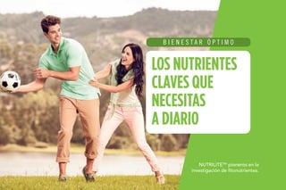 28
Este producto es un suplemento dietario, no es un medicamento
y no suple una alimentación equilibrada.
100% Garantía de Satisfacción / Ordena a través de tu Empresario Amway.
CUIDADO
NATURAL
Multicaroteno Natural
49.900$
Toma una cápsula diaria.
• No. de Artículo 109536
• Cont. 90 Cápsulas
La mezcla de Multicaroteno Natural
Nutrilite brinda alfa y beta carotenos,
Luteína y Zeaxantina. Los alfa y beta
carotenos son precursores de la vita-
mina A.
Registro Sanitario: SD2010-0001305
 