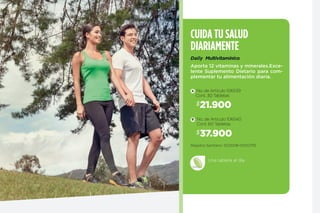 3030
Este producto es un suplemento dietario, no es un medicamento
y no suple una alimentación equilibrada.
100% Garantía de Satisfacción / Ordena a través de tu Empresario Amway.
32.900$
• No. de Artículo 5924
• Cont. 120 Tabletas
Toma una tableta diaria.
Dos de las formas nutritivas de hierro
de mejor tolerancia, fumarato ferro-
so y gluconato ferroso, se combinan
con el ácido fólico en una base que
contiene el exclusivo concentrado de
espinaca Nutrilite™.
COMPRENDE TU
BIENESTAR FEMENINO
Hierro con Ácido Fólico Plus
Registro Sanitario: PUE2006-0000024
BENEFICIOS
• Combina dos
fuentes de
hierro.
 