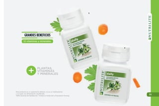 31
31
Este producto es un suplemento dietario, no es un medicamento
y no suple una alimentación equilibrada.
100% Garantía de Satisfacción / Ordena a través de tu Empresario Amway.
ANTIOXIDANTES
Y CUIDADO DE LA PIEL
• No. de Artículo 100150
• Cont. 30 Tabletas masticables
Niños de 4 a 12 años de 1 a 2
tabletas masticables por día.
Adultos de 1 a 3 tabletas masticables
por día.
29.900$
Es un suplemento dietario con una ex-
celente combinación de vitamina E y
lecitina de soya. Estas tabletas masti-
cables tienen un agradable sabor, es-
tán endulzadas con miel de abeja y su
sabor ha sido mejorado con algarrobo
y saborizante natural de nuez de arce.
Lecitina E
Registro Sanitario: SD2008-0000760
BIENESTARDELAMUJER
Escanéalo para ver la demostración de producto.
 