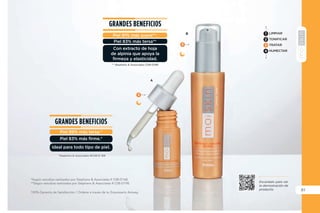 77
YEARSFREE
4
100% Garantía de Satisfacción / Ordena a través de tu Empresario Amway.
BENEFICIOS
•Con extracto de
equinácea que brinda
humedad a la piel.
•Crema ligera, no grasosa.
LIMPIAR
TONIFICAR
TRATAR
HUMECTAR
1
2
3
4
 