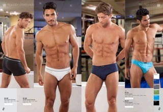 Algodón Elasticado Slip Algodón
93.08
Boxer Algodón Elasticado
Colores: Azul - Blanco - Gris - Negro
Tallas: S - M - L - XL
91.08
Slip Midi Algodón Elasticado
Colores: Azul - Blanco - Gris - Negro
Tallas: S - M - L - XL
91.01
Slip Midi Algodón
Colores: Blanco - Azul - Gris - Verde - Calipso - Negro
Tallas: S - M - L - XL
90.01
Slip Maxi Algodón
Colores: Blanco - Azul - Gris - Negro
Tallas: S - M - L - XL
-141 --140 -
azul
gris
verde
blanco
negro
calipso
Maxi Midi
 