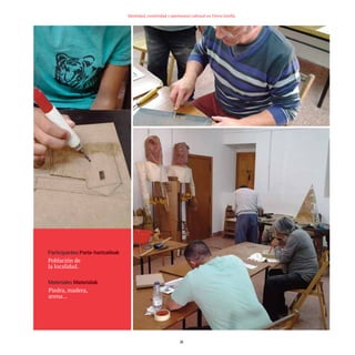 21
Identidad, creatividad y patrimonio cultural en Tierra Estella
Participantes
Población de
la localidad.
Materiales
Piedra, madera,
arena…
TEDER proyecto OK.e$S:Maquetación 1 09/11/15 12:33 Página 21
 