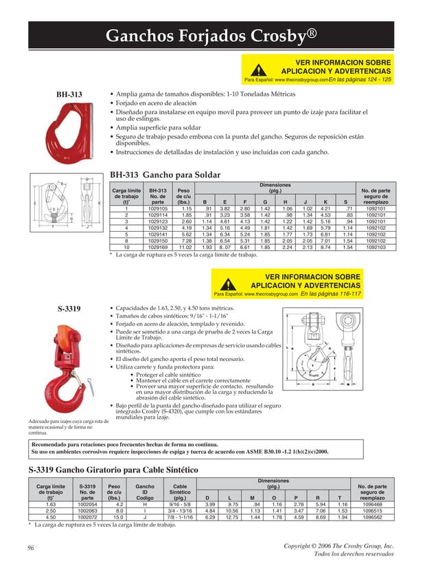 Catalogo crosby hooks y swivels (ganchos)