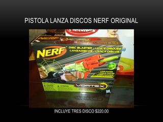PISTOLA LANZA DISCOS NERF ORIGINAL

INCLUYE TRES DISCO $220.00

 