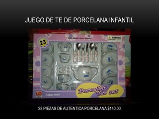 JUEGO DE TE DE PORCELANA INFANTIL

23 PIEZAS DE AUTENTICA PORCELANA $140.00

 