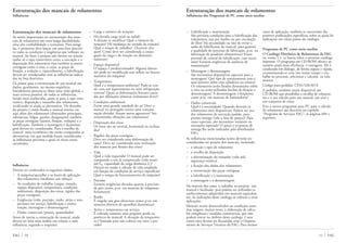 11 FAGFAG 10
Estruturação dos mancais de rolamentos
Influências
Estruturação dos mancais de rolamentos
As metas importantes na estruturação dos man-
cais de rolamentos são uma longa durabilidade,
uma alta confiabilidade e economia. Para atingi-
las, o projetista deve lançar em uma lista descriti-
va todas as condições e exigências que influam no
mancal. Ao fazer o projeto não devem ser selecio-
nados só o tipo construtivo certo, a execução e a
disposição dos rolamentos mas também as partes
contíguas como o eixo, a caixa, as peças de
fixação, a vedação e, especialmente, a lubrificação
devem ser coordenadas com as influências indica-
das na lista descritiva.
Os passos para a estruturação de um mancal são
dados, geralmente, na mesma seqüência.
Inicialmente procura-se obter uma visão global, a
mais correta possível, de todas as influências.
Sendo estas conhecidas, parte-se para o tipo cons-
trutivo, disposição e tamanho dos rolamentos,
verificando-se ainda as alternativas. No desenho
do projeto é então fixado o mancal inteiro, ou
seja, além dos rolamentos (dimensões principais,
tolerâncias, folgas, gaiolas, designações) também
as peças contíguas (ajustes, fixação, vedação) e a
lubrificação. Também a montagem e desmonta-
gem devem ser coordenadas. Para a escolha do
mancal mais econômico são então comparadas as
alternativas, em que medida foram consideradas
as influências previstas e quais os riscos totais
envolvidos.
Influências
Devem ser conhecidos os seguintes dados:
– A máquina/aparelho e os locais de aplicação
dos rolamentos (mediante um esboço)
– As condições de trabalho (cargas, rotação,
espaço disponível, temperatura, condições
ambientais, disposição dos eixos, rigidez das
peças contíguas)
– Exigências (vida, precisão, ruído, atrito e tem-
peratura em serviço, lubrificação e manu-
tenção, montagem e desmontagem)
– Dados comerciais (prazos, quantidades)
Antes de iniciar a construção do mancal, ainda
deverá ser feita uma análise em relação a cada
influência, segundo o esquema:
– Carga e número de rotações
– Há elevada carga axial ou radial?
A direção se modifica? Qual o número de
rotações? Há mudança no sentido da rotação?
Qual o tempo de trabalho? Ocorrem cho-
ques? Como deve ser considerada a conju-
gação da carga e da rotação no dimensio-
namento?
– Espaço disponível
O espaço é predeterminado? Alguma dimen-
são pode ser modificada sem influir no funcio-
namento da máquina?
– Temperatura
Qual é a temperatura ambiente? Pode-se con-
tar com um aquecimento ou uma refrigeração
externa? Quais as deformações lineares causa-
das por dilatações térmicas (rolamento livre)?
– Condições ambientais
Existe uma grande umidade do ar? Deve o
mancal ser protegido contra uma contami-
nação elevada? Atuam meios agressivos? São
transmitidas vibrações aos rolamentos?
– Disposição dos eixos
Os eixos são na vertical, horizontal ou inclina-
dos?
– Rigidez das peças contíguas
Deve ser considerada uma deformação da
caixa? Deve ser considerada uma inclinação
dos mancais por flexões dos eixos?
– Vida
Qual a vida requerida? O mancal pode ser
comparado a um já comprovado (vida nomi-
nal Lh, capacidade de carga dinâmica fL)?
Deverá ser usado o cálculo de vida ampliado
em função de condições de serviço específicas?
Qual o tempo de funcionamento da máquina?
– Precisão
Existem exigências elevadas quanto à precisão
de giro como, p.ex. em mancais de máquinas-
ferramenta?
– Ruído
É exigido um giro silencioso como, p.ex. em
motores elétricos de aparelhos domésticos?
– Atrito e temperatura em serviço
É tolerada somente uma pequena perda na
potência do mancal? A elevação da temperatu-
ra é limitada para não colocar em risco a pre-
cisão?
Estruturação dos mancais de rolamentos
Influências dos Programas de PC como meio auxiliar
– Lubrificação e manutenção
São previstas condições para a lubrificação dos
rolamentos, seja por banho ou por circulação
de óleo? Há necessidade ou não de evitar a
saída do lubrificante do mancal, para garantir
a qualidade do processo de fabricação, p.ex. na
fabricação de produtos alimentícios? Existe
previsão de central de lubrificação, caso neces-
sária? Existem exigências de ausência de
manutenção?
– Montagem e desmontagem
São necessários dispositivos especiais para a
montagem? Que tipo de assentamento tem o
anel interno: sobre eixo cilíndrico ou cônico?
Os rolamentos serão fixados diretamente sobre
o eixo ou serão utilizadas buchas de fixação e
desmontagem? A desmontagem é freqüente,
como p.ex. em mancais de laminadores?
– Dados comerciais
Qual é a necessidade? Quando deverão os
rolamentos estar disponíveis? Podem ser usa-
dos rolamentos de execução padrão, para
pronta entrega (vide a lista de preços)? Para
casos especiais, são necessárias variantes ou
execuções especiais? O preço e os prazos de
entrega lhe serão indicados pelo distribuidor
FAG.
As influências mencionadas acima deverão ser
consideradas no projeto dos mancais, incluindo:
– a seleção e tipo do rolamento
– a escolha da disposição
– a determinação do tamanho (vida útil,
segurança estática)
– a fixação dos dados dos rolamentos
– a estruturação das peças contíguas
– a lubrificação e a manutenção
– a montagem e a desmontagem
Na maioria dos casos, o trabalho ao projetar um
mancal é facilitado, pois podem ser utilizados os
conhecimentos adquiridos em mancais equivalen-
tes. As indicações deste catálogo se referem a estas
aplicações.
Mancais recém desenvolvidos ou condições extre-
mas exigem, muitas vezes, a elaboração de cálcu-
los complexos e medidas construtivas, que não
podem entrar no âmbito deste catálogo. Casos
como estes devem ser discutidos com o Departa-
mento de Serviços Técnicos da FAG. Para muitos
casos de aplicação, também se encontram dis-
poníveis publicações específicas, sobre as quais há
indicações em várias partes do catálogo.
Programas de PC como meio auxiliar
O Catálogo Eletrônico de Rolamentos da FAG
na versão 1.1 se baseia sobre o presente catálogo
impresso. O programa em CD-ROM oferece ao
usuário ainda mais eficiência e vantagens. Ele é
conduzido em diálogo, de forma segura e rápida,
economizando-se com isto muito tempo e tra-
balho ao procurar, selecionar e calcular os rola-
mentos.
Código para pedidos: CD41520/3D-E
A pedidos, também estará disponível um
CD-ROM que possibilita a escolha de rolamen-
tos e o seu cálculo para um mancal, um eixo e
um conjunto de eixos.
Este e outros programas para PC para o cálculo
de rolamentos são descritos no capítulo
“Programa de Serviços FAG”, às páginas 689 e
seguintes.
 
