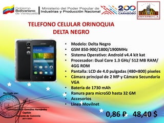 TELEFONO CELULAR ORINOQUIA
DELTA NEGRO
0,86 ₽ 48,40 $
• Modelo: Delta Negro
• GSM 850-900/1800/1900MHz
• Sistema Operativo: Android v4.4 kit kat
• Procesador: Dual Core 1.3 GHz/ 512 MB RAM/
4GG ROM
• Pantalla: LCD de 4.0 pulgadas (480×800) pixeles
• Cámara principal de 2 MP y Cámara Secundaria
VGA
• Batería de 1730 mAh
• Ranura para microSD hasta 32 GM
• Accesorios
• Línea Movilnet
 