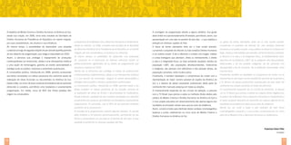 A trajetória da Mostra Cinema e Direitos Humanos na América do Sul,

A montagem da programação atende a alguns desafios. Sua grade

desde sua criação, em 2006, torna essa iniciativa da Secretaria de

deve limitar-se a aproximadamente 24 sessões, permitindo, assim, sua

Direitos Humanos da Presidência da República um evento singular,
por suas características, seu alcance e sua influência.
Ao mesmo tempo, a possibilidade de desenvolver uma proposta
curatorial ao longo de seguidas edições trouxe sensível aperfeiçoamento
de seu desenho de programação, que chega à maturidade em 2010.
Assim, a estrutura que privilegia o mapeamento de produções
contemporâneas sul-americanas, aliada a uma retrospectiva histórica
e uma seção de homenagens, garantiu ao evento personalidade e
prestígio junto ao público, imprensa e produtores audiovisuais.
A convocatória pública, introduzida em 2008, permitiu acrescentar
aos títulos convidados um valioso panorama dos caminhos atuais da
realização de obras ficcionais ou documentais na América do Sul.
Desde então, em torno de duas centenas de trabalhos são anualmente
oferecidos à curadoria, permitindo uma reveladora e surpreendente
programação. Em média, cerca de 50% dos filmes exibidos têm
origem na convocatória.

La trayectoria de la Muestra Cine y Derechos Humanos en Sudamérica,
desde su creación, en 2006, convierte esta iniciativa de la Secretaría
de Derechos Humanos de la Presidencia de la República en un evento
singular, por sus características, su alcance y su influencia.
Al mismo tiempo, la posibilidad de desarrollar una propuesta
de curaduría en el transcurso de diversas ediciones brindó un
perfeccionamiento significativo de su diseño de programación que
alcanza la madurez en 2010.
Siendo así, la estructura que privilegia el mapeo de producciones
contemporáneas sudamericanas, aliada a una retrospectiva histórica
y a una sección de homenajes, asegura al evento personalidad y
prestigio ante el público, prensa y productores audiovisuales.
La convocación pública, introducida en 2008, permitió añadir a los
títulos invitados un valioso panorama de los actuales caminos de
la realización de obras de ficción o documentales en Sudamérica.
Desde entonces, alrededor de dos centenas de trabajos son ofrecidos
anualmente a la curaduría, permitiendo una reveladora y sorprendente
programación. En promedio, casi el 50% de las películas exhibidas
provienen de la convocación.
El montaje de la programación enfrenta algunos desafíos. Su parrilla
debe limitarse a 24 sesiones aproximadamente, permitiendo de esa
forma su presentación en una sala en el período de seis días, lo que

apresentação em uma sala no período de seis dias – o que viabiliza a
exibição em diversas capitais do País.
O leque de temas abordados deve ser o mais amplo possível,
cumprindo o propósito de difundir os mais variados direitos humanos
a um público amplo. A ele é oferecido o contato com longas, médias
e curtas-metragens que abordam, direta ou indiretamente, o direito
à vida e à integridade física, ao meio ambiente saudável, direitos da
população LGBT, das populações afrodescendentes, tradicionais
e indígenas, das pessoas com deficiência e das pessoas idosas, da
população carcerária, entre muitos outros.
Finalmente, é também desafiador o compromisso de contar com a
representação do maior número possível de nações da América do
Sul; e a dezena de países produtores audiovisuais desta parte do
continente têm marcado presença em todas as edições.
A impressionante expansão de seu circuito de exibição, a parceria
com a TV Brasil (que premia e exibe os melhores títulos eleitos pelo
público da Mostra Cinema e Direitos Humanos na América do Sul) e
o novo projeto educativo em desenvolvimento são apenas alguns dos
resultados acumulados nesses seus poucos anos de existência.
Assim, convido a todos para desfrutar desse cardápio cinematográfico
especial e juntos celebrarmos os cinco anos da Mostra Cinema e
Direitos Humanos na América do Sul.

La gama de temas abordados debe ser lo más amplio posible,
cumpliendo el propósito de difundir los más variados derechos
humanos a un público amplio. A ese público se ofrece el contacto con
largo, medio y cortometrajes que abordan, de forma directa o indirecta,
el derecho a la vida y a la integridad fisica, al medioambiente sano,
derechos de la población LGBT, de la población afro-descendiente,
tradicionales y de los pueblos indígenas, de las personas con
discapacidad y de los ancianos, de la población encarcelada, entre
muchos otros.
Finalmente, también es desafiador el compromiso de contar con la
representación del mayor número posible de naciones de Sudamérica
y la decena de países productores audiovisuales de esta parte del
continente han estado presentes en todas las ediciones.
La impresionante expansión de su circuito de exhibición, la alianza
con la TV Brasil (que premia y exhibe los mejores títulos elegidos por
el público de la Muestra Cine y Derechos Humanos en Sudamérica) y
el nuevo proyecto educativo en desarrollo son apenas algunos de los
resultados acumulados en estos pocos años de existencia.
Siendo así, los invito a todos a que disfruten de este menú
cinematrográfico especial y a que juntos conmemoremos los cinco
años de la Muestra Cine y Derechos Humanos en Sudamérica.

posibilita la exhibición en diversas capitales del país.
Francisco Cesar Filho
Curador

14

15

 