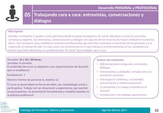 Catálogo de Formación: Talleres y Seminarios - Agenda Abierta 2017 - 10
Duración: 12 / 16 / 20 horas..
Jornadas: A conveni...