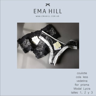 coulotte
cola less
vedetina
flor prisma
Modal Lycra
talles 1, 2 y 3
 