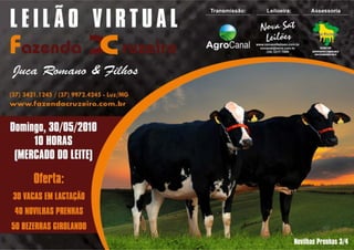 Catálogo do 6º Leilão Virtual da Fazenda Cruzeiro acontece dia 30 de maio