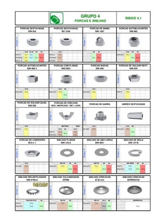 A2 A4
T4.1 T4.1
T4.3
ZINCADO T4.3
ZINCADO T4.3
T4.3 T4.3
BORRACHA
PRETO T4.3
T4.3
ZINCADO T4.3
T4.3
100 HV ALU A2
Grupo:
4
350-425 HV10 A2 100 HV A2
ANILHAS RECARTILHADAS
DIN 6798-A
ANILHAS VULCANIZADAS
EPDM
ANILHAS CÔNCAVAS
Ø 30 mm
ANILHAS CÔNCAVAS
BORRACHA
Grupo:
4
Grupo:
4
Grupo:
4
ZINCADO
PRETO T4.3
T4.3 T4.3
T4.3
T4.3
ZINCADO T4.3
T4.3 T4.3
ZN AMR T4.2 ZINCADO T4.3
T4.3
A4 200 HB30 A2 A4
A2 A4 200 HV A2
Grupo:
4
CL6 200 HV
Grupo:
4
Grupo:
4
Grupo:
4
PORCAS DE CANDEEIRO
M10 x 1
ANILHAS PLANAS
DIN 125-A
ANILHAS DE ABA LARGA
DIN 9021
ANILHAS DE MOLA
DIN 127-B
ZINCADO T4.2
T4.2
T4.2
T4.2
PRETO T4.2
ZINCADO T4.2
T4.2
CL6 ZN AMR T4.2
PRETO T4.2 CL6 A2
CL6 A2
BSW CL6
Grupo:
4
CL8 METRICA
Grupo:
4
Grupo:
4
Grupo:
4
PORCAS DE SOLDAR QUAD.
DIN 928
PORCAS DE ORELHAS
MOD. AMERICANO - MET. e BSW
PORCAS DE GARRA UNIÕES SEXTAVADAS
PRETO T4.2
ZINCADO T4.2
ZINCADO T4.2
T4.2
ZINCADO T4.2
CL8
A2 CL8
Grupo:
4
CL8 CL8
Grupo:
4
Grupo:
4
Grupo:
4
PORCAS AUTOBLOCANTES
DIN 980 V
PORCAS COM FLANGE
DIN 6923
PORCAS BAIXAS
DIN 936
PORCAS DE SOLDAR SEXT.
DIN 929
GALV. Q. T4.1 POLIDO
T4.2 T4.2
ZN BRAN. T4.1 T4.1 ZINCADO T4.1
ZINCADO T4.2
PRETO T4.1 T4.1
T4.1 T4.1
PRETO T4.1
CL8 A2 A4
Grupo:
4
CL8 CL10 A2 A4 CL6
Grupo:
4
Grupo:
4
Grupo:
4
GRUPO 4
PORCAS E ANILHAS
ÍNDICE 4.1
PORCAS SEXTAVADAS
DIN 934
PORCAS SEXTAVADAS
BS 1038
PORCAS DE MAMA
DIN 1587
PORCAS AUTOBLOCANTES
DIN 985
q SEGUINTE p ANTERIOR IMPRIMIR ESTA PÁGINA
q SEGUINTE p ANTERIOR IMPRIMIR ESTA PÁGINA
 