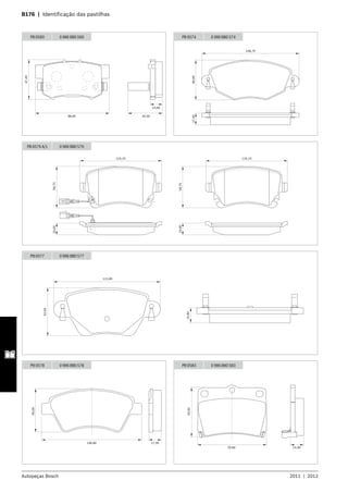 Autopeças Bosch 2011  |  2012
B176  |  Identificação das pastilhas 	
PB 0560 0 986 BB0 560
34,5088,80
14,60
47,40
PB 0574 0 986 BB0 574
148,70
60,6017,40
PB 0576 A/1 0 986 BB0 576
116,10
58,7016,60
58,70
116,10
16,60
115,80
52,00
15,90
PB 0577 0 986 BB0 577
PB 0578 0 986 BB0 578
17,30136,80
59,00
PB 0583 0 986 BB0 583
78,80
59,00
14,90
 