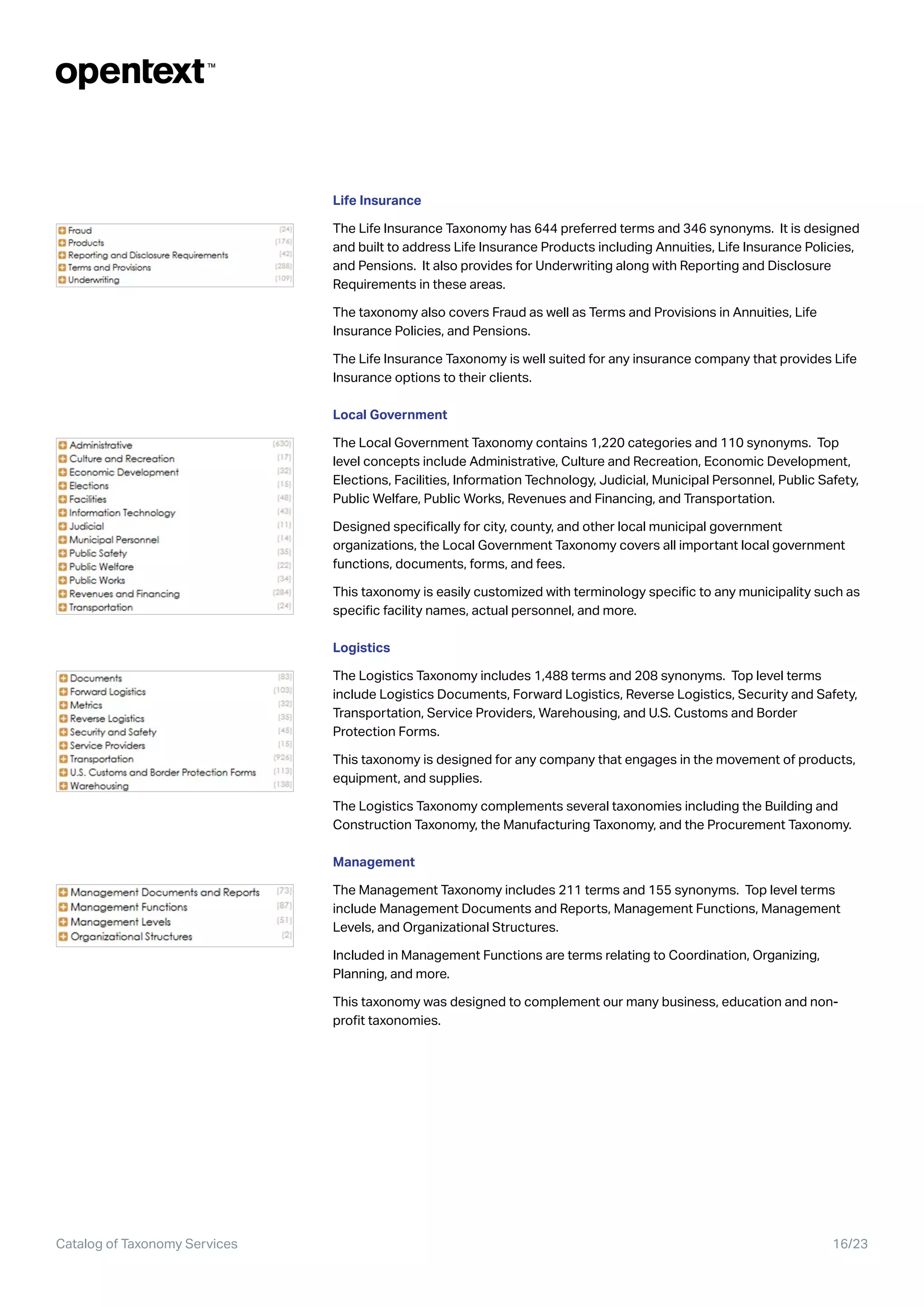 OpenText Taxonomy Catalog & Services PDF