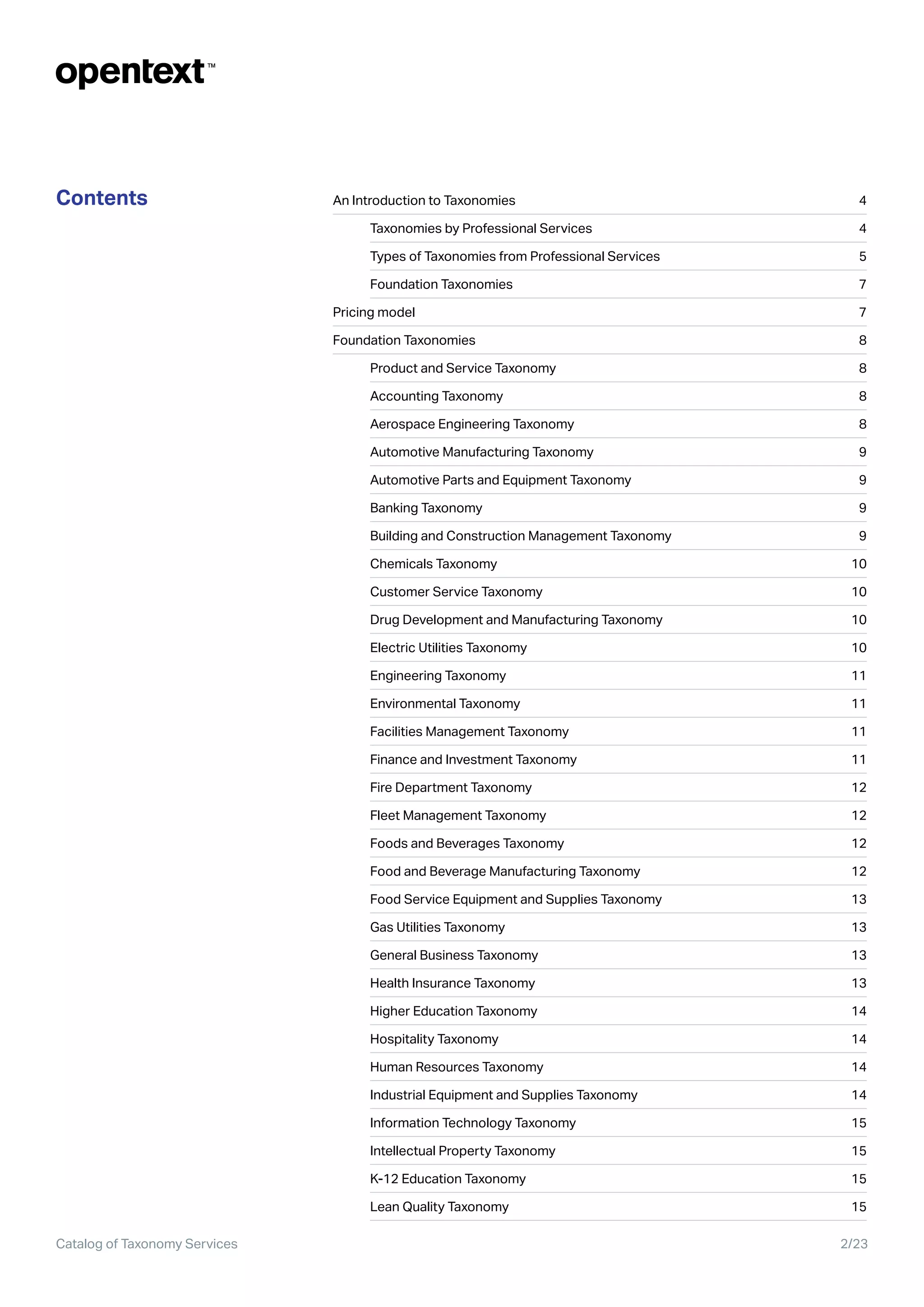 OpenText Taxonomy Catalog & Services PDF