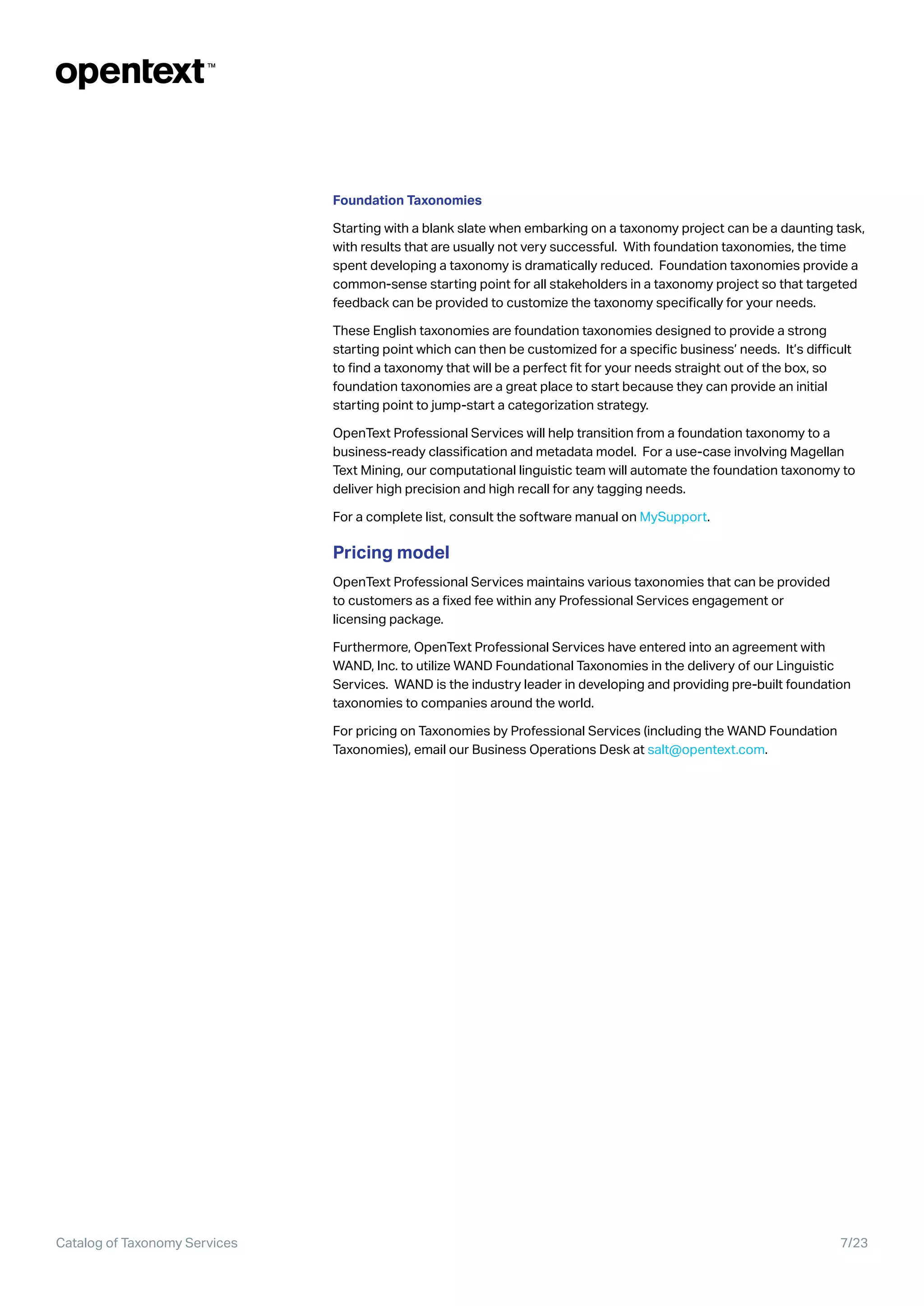 OpenText Taxonomy Catalog & Services PDF