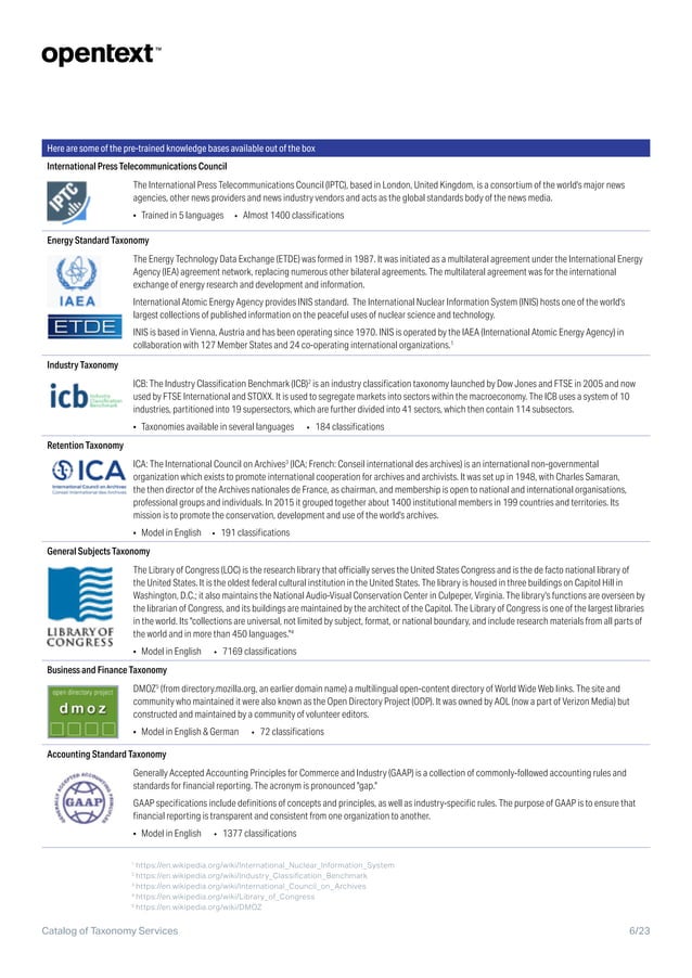 OpenText Taxonomy Catalog & Services PDF