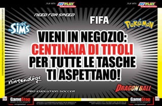 ALCUNE RESTRIZIONI POTREBBERO ESSERE APPLICATE. LA CONSOLE E I GIOCHI SONO RE-PLAY®, OVVERO, TRATTASI DI PRODOTTI USATI. ALCUNI PRODOTTI POTREBBERO NON ESSERE DISPONIBI
                                                                                    SU ALCUNI PUNTI VENDITA. L’ OFFERTA È VALIDA FINO AD ESAURIMENTO SCORTE E NON CUMULABILE CON ALTRE PROMOZIONI. SCADE IL 30/09/11. CHIEDI AL NOSTRO STAFF PER CHIARIMENTI.




                                                                              212
                                                                                                                                                                                                                                                                _PLAY WITH




tuo acquisto? Avrai 24 ore di tempo per cambiarlo con altri prodotti.
_GARANTIAMO LA TUA SODDISFAZIONE SULL’ACQUISTO. Non sei soddisfatto del
        USATO? PORTACELO E SCEGLI QUALSIASI ALTRO PRODOTTO IN NEGOZIO.
    _GARANTIAMO IL RITIRO DI TUTTI I TUOI PRODOTTI USATI. SEI STUFO DEL TUO
                                                                                                                                                                                                                                                                _PLAY WITH




                                                                              213
 