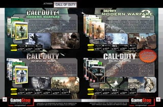 _activision
                                                                           call of duty



                               NEI PANNI DI UN MARINE AMERICANO E DI UN MEMBRO DELLA S.A.S. BRITANNICA,                                              MODERN WARFARE 2 CONTINUA L’AVVINCENTE ED EMOZIONANTE SAGA
                               I GIOCATORI COMBATTONO ATTRAVERSO UNA STORIA ORIGINALE E AVVINCENTE,                                                  C
                                                                                                                                                     CON UN LIVELLO DI AZIONE SENZA PRECEDENTI CHE VEDRÀ I GIOCATORI
                               RICCA DI SITUAZIONI IMPREVEDIBILI, ED UTILIZZANO TECNOLOGIA SOFISTICATA,                                              A
                                                                                                                                                     AFFRONTARE UNA NUOVA MINACCIA, INTENZIONATA A PORTARE IL MONDO
                               ARMI DI POTENZA SUPERIORE E ATTACCHI TERRA ARIA COORDINATI IN UN                                                      S
                                                                                                                                                     SULL’ORLO DEL FALLIMENTO. GRAZIE ALLA NUOVA MODALITÀ COOPERATIVA
                               CAMPO DI BATTAGLIA DOVE VELOCITÀ, PRECISIONE E COMUNICAZIONE SONO                                                     “
                                                                                                                                                     “S
                                                                                                                                                     “SPEC OPS”, DOVE POTRETE AFFRONTARE IN COMPAGNIA DI UN AMICO UNA
                               ESSENZIALI PER LA VITTORIA. L’EPICO TITOLO OFFRE ANCHE UNA PROFONDA                                                   S
                                                                                                                                                     SERIE DI IMPEGNATIVE SFIDE A DIFFICOLTÀ CRESCENTE E IL MULTIPLAYER
                               E RICCA AZIONE MULTIPLAYER CHE DARÀ AI FAN DEL GIOCO ONLINE UNA                                                       R
                                                                                                                                                     REINVENTATO ED ARRICCHITO DI NUOVE CARATTERISTICHE, MODERN WARFARE
                               ESPERIENZA AVVINCENTE, PERSISTENTE E PERSONALIZZABILE.                                                                2 GARANTISCE INFINITE ORE DI DIVERTIMENTO DI QUALITÀ SUPERLATIVA.




                                         PCGAMES                                                                      RISPARMIA
                                                                                                                                                                                                PCGAMES
       RISPARMIA
                                                                                                                     PORTANDOCI
                                                                                                                                                                                                E49
      PORTANDOCI                                                                                                                                                                                     .98
     IL TUO USATO
                    E29.98   E29.98     E39   .98                                                                   IL TUO USATO
                                                                                                                                   E49.98      E49.98           E39.98          E39.98
                                                                                                                                                                                                                ORA DISPONIB
                                                                                                                                                                                                             IL PRIMO CON ILE
                                                                                                                                                                                                                           TE
                                                                                                                                                                                                           SCARICABILE, FI NUTO
                                                                                                                                                                                                                          RST STRIKE:
                                                                                                                                                                                                            4 MAPPE MULT
                                                                                                                                                                                                                           IP
                                                                                                                                                                                                            INEDITE E UNA LAYER
                                                                                                                                                                                                                           NUOVA
                                                                                                                                                                                                                MAPPA ZOMBI
                                                                                                                                                                                                                              !

                               WORLD AT WAR IMMERGE I GIOCATORI NEL CRUDO E SPIETATO CAOS DELLA                                                      BLACK OPS È IL NUOVO CAPITOLO DELLA SAGA DI GIOCHI D’AZIONE PIÙ DI
                               SECONDA GUERRA MONDIALE COME MAI PRIMA D’ORA, SPINGENDOLI                                                             SU
                                                                                                                                                     SUCCESSO SUL MERCATO. QUESTA VOLTA LO SCENARIO SARÀ IL MONDO
                               AD UNIRSI TRA LORO PER SOPRAVVIVERE ALLE PIÙ STRAZIANTI E INTENSE                                                     D
                                                                                                                                                     DE
                                                                                                                                                     DELLE OPERAZIONI SOTTO COPERTURA DURANTE LA GUERRA FREDDA, DOVE
                               BATTAGLIE DEL CONFLITTO CHE HA PORTATO ALLA DISFATTA DEL POTERE                                                       R
                                                                                                                                                     RI
                                                                                                                                                     RIVESTIRETE IL RUOLO DI UN MILITARE DELLE FORZE SPECIALI COINVOLTO
                               DELL’ASSE TANTO IN EUROPA QUANTO NEL PACIFICO. IL GIOCO RIDEFINISCE IL                                                IN
                                                                                                                                                     IN SVARIATE OPERAZIONI DIETRO LE LINEE NEMICHE. MISCELANDO FICTION
                               GENERE DEI GIOCHI ISPIRATI ALLA SECONDA GUERRA MONDIALE OFFRENDO                                                      E REALISMO STORICO IN UN COCKTAIL ADRENALINICO, IL GIOCO OFFRE
                                                                                                                                                     U
                                                                                                                                                     UN
                                                                                                                                                     UN’ESPERIENZA DALL’ALTO IMPATTO CINEMATOGRAFICO E RAGGIUNGE INOLTRE
                               UN’AZIONE ESPLOSIVA ATTRAVERSO LA MODALITÀ DI GIOCO IN COOPERATIVA                                                    N
                                                                                                                                                     NU
                                                                                                                                                     NUOVE VETTE PER QUANTO RIGUARDA IL MULTIPLAYER, GRAZIE ALLA VASTITÀ
                               ANCHE NELL’ACCLAMATISSIMA VERSIONE “NAZI ZOMBI”.                                                                      D
                                                                                                                                                     DI INNOVAZIONI INTRODOTTE E A UNA RINNOVATA MODALITÀ ZOMBI.




       RISPARMIA
                                                                                      PCGAMES                                                                                                   PCGAMES
                                                                                                                      RISPARMIA
      PORTANDOCI                                                                                                     PORTANDOCI
     IL TUO USATO
                    E29.98   E29.98    E39.98         E29.98          E29.98
                                                                          98          E34  .98                      IL TUO USATO
                                                                                                                                   E69.98      E69.98           E59.98          E39.98          E59  .98



40                                                                                                                                                                                                                                      41
                                          _GARANTIAMO LA TUA SODDISFAZIONE SULL’ACQUISTO. Non sei soddisfatto del     _GARANTIAMO IL RITIRO DI TUTTI I TUOI PRODOTTI USATI. SEI STUFO DEL TUO
                                          tuo acquisto? Avrai 24 ore di tempo per cambiarlo con altri prodotti.           USATO? PORTACELO E SCEGLI QUALSIASI ALTRO PRODOTTO IN NEGOZIO.
 