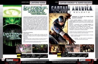_WARNER BROS                                                                                        _SEGA
                                                 LANTERNA VERDE                                                                         captain america™ il super soldato




                        I MANHUNTERS SONO UNA RAZZA ANDROIDE, CREATA ORIGINARIAMENTE DAI                                                                                   BRANDISCI LO SCUDO DEL PRIMO SUPER
                        GUARDIANI DELL’UNIVERSO PER ESSERE UTILIZZATA COME LA PRIMA FORZA                                                                                 SOLDATO AL MONDO
                        DI POLIZIA INTERSTELLARE. PER I MANHUNTERS GESTIRE LE PUNIZIONI DIVENNE
                        PERÒ PIÙ IMPORTANTE CHE SERVIRE LA GIUSTIZIA, E I GUARDIANI SI VIDERO
                        COSTRETTI A FARE A MENO DI LORO. I POCHI MANHUNTERS SOPRAVVISSUTI                                                                            DIVENTA CAPITAN AMERICA™, E AFFRONTA L’ESERCITO DEL
                        VENNERO ESILIATI E I GUARDIANI FONDARONO UNA NUOVA FORZA DI POLIZIA                                                                       TESCHIO ROSSO IN QUEST’AVVENTURA IN TERZA PERSONA CARICA
                        ESCLUSIVA, IL CORPO DELLE LANTERNE VERDI, ARMANDO I SUOI MEMBRI DI                                                                        D’AZIONE AMBIENTATA NEL PERIODO PIÙ BUIO DELLA SECONDA GUERRA
                        POTENTI ANELLI APPOSITAMENTE CREATI A MANO. ORA I MANHUNTERS SONO
                        TORNATI PER VENDICARSI, ADDESTRANDO LE LORO FORZE ALLA GUERRA CONTRO                                                                      MONDIALE.
                        I GUARDIANI E IL CORPO DELLE LANTERNE VERDI. DI FRONTE ALLA MINACCIA                                                                      BRANDISCI IL LEGGENDARIO SCUDO DI CAPITAN AMERICA PER
                        DELLA DISTRUZIONE, LE LANTERNE VERDI STANNO CERCANDO TE COME LORO                                                                         ABBATTERE I NEMICI E RESPINGERE I LORO ATTACCHI E FATTI LARGO
                        NUOVO MEMBRO, IL TALENTUOSO MA SPAVALDO PILOTA COLLAUDATORE HAL                                                                           NELL’ENORME CASTELLO DELL’HYDRA PER SALVARE IL MONDO.
                        JORDAN, PER PRESERVARE LA PACE E LA GIUSTIZIA. CREATO IN PREVISIONE DEL
                        FILM DI WARNER BROS “LANTERNA VERDE”, NEI CINEMA A GIUGNO 2011. IL
                                                                                                                                                                  IL VIDEOGIOCO UFFICIALE DEL FILM PIÙ ATTESO DELL’ESTATE
                        PERSONAGGIO DI HAL JORDAN NEL GIOCO LANTERNA VERDE: IL RITORNO DEI                                                                        DIRETTAMENTE SULLA TUA CONSOLE PER CONTINUARE A RIVIVERE
                        MANHUNTERS HA LE SEMBIANZE E LA VOCE DI RYAN REYNOLDS,IL PROTAGONISTA                                                                     L’EMOZIONE E LE AVVENTURE DEL GRANDE SCHERMO.
                        DEL FILM.
                                                                                                                                                                  • SFERRA COLPI CON IL LEGGENDARIO SCUDO DI CAP. SCONFIGGI ORDE
                        CARATTERISTICHE PRINCIPALI
                                                                                                                                                                  DI NEMICI E SCATENAGLI CONTRO LE LORO STESSE ARMI
                        • DOMINA L’ANELLO
                        SFRUTTA IL POTENTE ANELLO DELLA LANTERNA VERDE PER CREARE UNA VARIETÀ
                        SPETTACOLARE DI COSTRUTTI DI “LUCE DURA”, COME UNA MITRAGLIATRICE O DEI                                                                     • COMBATTI CONTRO LA FAMIGERATA ARMATA HYDRA E IL TESCHIO
                        PUGNI GIGANTI,CHE POSSONO ESSERE UNITI PER FORMARE UN INFINITO NUMERO DI                                                                       ROSSO, IL MALE SUPREMO
                        COMBINAZIONI.
                        • STATE INSIEME
                        UNISCITI AD UN TUO AMICO E GIOCATE NEI PANNI DI HAL JORDAN O SINESTRO PER
                                                                                                                                                                              • ACROBAZIE IN VOLO, AGILITÀ DI MOVIMENTO E
                        COMBATTERE I MANHUNTERS, CON L’OPZIONE DI ENTRARE O USCIRE QUANDO VUOI.                                                                                  PRECISIONE D’ATTACCO CON LO SCUDO
                        • VOLA
                        SCHIVA, FAI ESPLODERE E DISTRUGGI LE LEGIONI DEI NEMICI MENTRE SFRECCI NELL’UNIVERSO
                        PRENDENDO PARTE A BATTAGLIE DI DIMENSIONI INTERGALATTICHE.




                                                                                                                                  RISPARMIA
                                                                                                                                 PORTANDOCI
                                                                                                                                                                                                      E49.98
       RISPARMIA
      PORTANDOCI                                                                                                                IL TUO USATO
                                                                                                                                               E64.98     E64.98          E44.98         E29.98
     IL TUO USATO
                    E59   .98
                                  E59      .98
                                                    E49       .98
                                                                      E39       .98
                                                                                            E49       .98


56                                                                                                                                                                                                                                 57
                     _GARANTIAMO LA TUA SODDISFAZIONE SULL’ACQUISTO. Non sei soddisfatto del                   _GARANTIAMO LA TUA SODDISFAZIONE SULL’ACQUISTO. Non sei soddisfatto del
                     tuo acquisto? Avrai 24 ore di tempo per cambiarlo con altri prodotti.                       tuo acquisto? Avrai 24 ore di tempo per cambiarlo con altri prodotti.
 