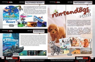 _nintendo                                                                                                                           _nintendo
                                          Pilotwings Resort™                                                                                                                       nintendogs™ + cats
                                   INIZIA LA TUA AVVENTURA SU NINTENDO 3DS VISITANDO LA COLORATA ISOLA
                                   DI WUHU IN PILOTWINGS RESORT™, DOVE SARAI UN VERO PILOTA. UTILIZZA
                                   IL TUO PERSONAGGIO MII™, REALIZZATO CON IL CENTRO DI CREAZIONE
                                   MII DEL NINTENDO 3DS, ED ESPLORA L’ISOLA DI WUHU IN AEROPLANO,
                                   DELTAPLANO O CON LA CINTURA RAZZO.
                                   OGNI MEZZO OFFRE CONTROLLI ESCLUSIVI CHE PERMETTONO DIFFERENTI
                                   PERFORMANCE. COMPLETA CIRCA 40 IMPEGNATIVE MISSIONI DI VOLO PER
                                   GUADAGNARE STELLE NELLA MODALITÀ MISSIONE O PERLUSTRA L’ISOLA
                                   DI WUHU ALLA RICERCA DI CENTINAIA DI OGGETTI COLLEZIONABILI NELLA
                                        MODALITÀ VOLO LIBERO, MENTRE SBLOCCHI DIORAMA INTERATTIVI IN
                                               3D DI VARI AEROMOBILI E FAMOSI MONUMENTI DELL’ISOLA.




                                                                                                                                                             NINTENDOGS RITORNA NEL PALMO DELLA TUA MANO IN VERSIONE
                                                                                                                                                             3D E CON L’AGGIUNTA DEGLI AMICI FELINI IN NINTENDOGS™ + CATS.
                                                                                                                                                             GUARDANDOLI IN 3D TI SEMBRERÀ DAVVERO DI POTERLI TOCCARE
                                                                                                                                                             E, GRAZIE ALLA FOTOCAMERA DELLA CONSOLE NINTENDO 3DS
                                                                                                                                                             E ALLA TECNOLOGIA DI RICONOSCIMENTO DEL VISO, TROVERAI
      E44.98                                                                                                                                                 TANTISSIMI MODI PER INTERAGIRE CON LORO.

                                                                                                                                                             PER   ESEMPIO    POTRAI    COCCOLARLI, RICHIAMARE         LA
                                                                                                                                                             LORO ATTENZIONE O RICEVERE UNA SIMPATICA LECCATA
                                                                                                                                                             SEMPLICEMENTE CHINANDOTI VERSO DI LORO. SCATTA LE FOTO
                                             _nintendo
                                                                  STEELDIVER                                                                                 DEI TUOI CAGNOLINI E GATTINI, E CONDIVIDILE CON I TUOI AMICI;
                                                                                                                                                             OPPURE, GRAZIE ALLA FUNZIONE DI REALTÀ AUMENTATA DI
                                                                                                                                                             NINTENDO 3DS, GUARDA IL TUO CUCCIOLO MENTRE GIOCA SUL
                                                                                                                                                             TAVOLO DELLA TUA SALA DA PRANZO!
                          IMMERGETEVI ANCHE VOI IN QUESTO MONDO ACQUATICO, ASSUMENDO IL CONTROLLO
                          DEL VOSTRO SOTTOMARINO PERSONALE E FATELO PASSARE INCOLUME ATTRAVERSO GLI
                          OSTACOLI, SCHIVANDO GLI ATTACCHI DELLE NAVI NEMICHE CHE VI STANNO CERCANDO.
                          STEEL DIVER OFFRE TRE DIVERSE MODALITÀ DI GIOCO, OGNUNA CARATTERIZZATA DA
                          DIFFERENTI E DIVERTENTI ATTIVITÀ IN AMBIENTE SOTTOMARINO, SEMPRE IN 3D SENZA
                          L’USO DI OCCHIALI. NELLA MODALITÀ MISSIONE DOVRETE MUOVERVI CAUTAMENTE IN
                          UNA CORSA AD OSTACOLI ACQUATICA, RAGGIUNGENDO I VOSTRI OBIETTIVI MENTRE
                          EVITATE PERICOLOSE DIFFICOLTÀ E NEMICI TENACI; INVECE IN MODALITÀ PERISCOPIO
                          DOVETE USARE IL GIROSCOPIO NINTENDO 3DS PER LOCALIZZARE E AFFONDARE LE
                          NAVI DEGLI INVASORI NEMICI. PROVATE A RUOTARE SU UNA SEDIA OSSERVANDO
                          L’ORIZZONTE MARINO 3D CHE SI MUOVE CON VOI SEMBRA PROPRIO DI GUARDARE
                          ATTRAVERSO UN VERO PERISCOPIO DI UN SOMMERGIBILE, MA
                                    ATTENTI A QUELLA NAVE DA GUERRA ALL’ORIZZONTE!




               E44.98                                                                                                                                        E44.98

148                                                                                                                                                                                                                          149
                            _GARANTIAMO LA TUA SODDISFAZIONE SULL’ACQUISTO. Non sei soddisfatto del      _GARANTIAMO LA TUA SODDISFAZIONE SULL’ACQUISTO. Non sei soddisfatto del
                            tuo acquisto? Avrai 24 ore di tempo per cambiarlo con altri prodotti.          tuo acquisto? Avrai 24 ore di tempo per cambiarlo con altri prodotti.
 