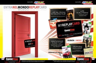 _PLAY WITH                                                                                                                          _PLAY WITH




184                                                                                                                                                                    185
      _GARANTIAMO LA TUA SODDISFAZIONE SULL’ACQUISTO. Non sei soddisfatto del   _GARANTIAMO IL RITIRO DI TUTTI I TUOI PRODOTTI USATI. SEI STUFO DEL TUO
      tuo acquisto? Avrai 24 ore di tempo per cambiarlo con altri prodotti.         USATO? PORTACELO E SCEGLI QUALSIASI ALTRO PRODOTTO IN NEGOZIO.
 