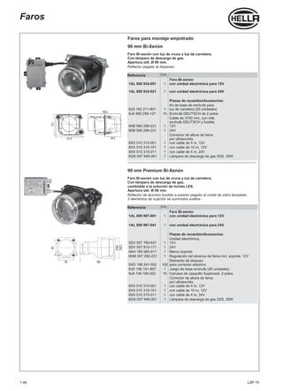 1AL 008 934-001 1
Faro Bi-xenón
con unidad electrónica para 12V
1AL 008 934-021 1 con unidad electrónica para 24V
Piezas d...