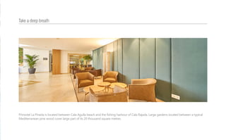 Prinsotel La Pineda is located between Cala Agulla beach and the fishing harbour of Cala Rajada. Large gardens located between a typical
Mediterranean pine wood cover large part of its 20 thousand square metres.
Take a deep breath
 