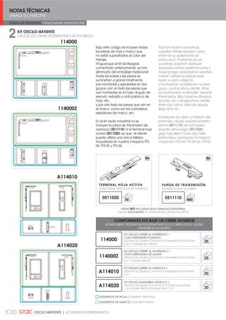 97ROZWIERANO-UCHYLNE| OSCILO-BATIENTE
COMPONENTES: KIT BASE OB CIERRE AL INVERSOR
KOMPONENTY: ZESTAW PODSTAWOWY DO OKIEN U-R ZAMKNIĘCIE NA SŁUPKU
COMPONENTES KITS BASE OB CIERRE INVERSOR
ZESTAWU PODSTAWOWEGO DO OKIEN U-R
ZAMKNIĘCIE NA SŁUPKU
1
1104 **
CREMONA LYRA
KLAMKA LYRA 25
1154 **
CREMONA SIRIUS
KLAMKA SIRIUS 20
2 111700
KIT ÁNGULO DE REENVÍO
=(67$: 1$52į1,.$
TRANSMISYJNEGO 80
3 A1113 **
KIT BISAGRAS HOJA ACTIVA
=(67$: =$:,$6Ð: 6.5='â$
AKTYWNEGO 25
4 111500
KITS CERRADEROS OSCILO 1 HOJA
ZESTAW WPUSTÓW DO OKIEN
8+/1+  6.5='â2:+ 50
REGULACIONES
REGULACJE
Troquelado de la falleba para
enganche con los accesorios.
Obróbka listwy popychacza dla
połączenia z akcesoriami.
Regulación horizontal en compás
(hoja activa) y bisagra superior
(hoja pasiva).
Regulacja pozioma na rozwórce
(skrzydła aktywnego) i górnym
zawiasie (skrzydła pasywnego).
Regulación horizontal y vertical de la bisagra inferior
Regulacja pozioma i pionowa dolnego zawiasu.

-0,5
5
2,50
/- 1,5
HORIZONTAL
W POZIOMIE
VERTICAL
W PIONIE

-1
6,00
8,00
Ø6,00
Ø8,00
10
1
Regulación de los
cerraderos regulables
Regulacja regulowanych
wpustów.
2,50mm
  PP
32
4
 -3
 
