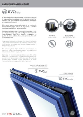 116
ACCESORIOS EVO-SOFT
AKCESORIA EVO-SOFT
65
DESCUENTO DE FALLEBA: 45 mm
1 ! 3 - +(236Ó 45 mm
113003C
50
KIT PUNTO DE CIERRE INTERMEDIO EVO-SOFT
ZESTAW POŚREDNIEGO PUNKTU ZACZEPU EVO-SOFT
A112103C
20
KIT ÁNGULO DE REENVÍO SUPLEM. EVO-SOFT
NAROŻNIK DODATKOWY Z PUNKTEM ZAMKNIĘCIA EVO-SOFT
0511149
PUNTO DE CIERRE FALLEBA EVO-SOFT
BOLEC NITOWANY LISTWY TRANSMISYJNEJ EVO-SOFT
50
CÁNULAS
113004C
100
KIT PUNTO DE CIERRE TERMINAL EVO-SOFT
ZESTAW KOŃCOWEGO PUNKTU ZACZEPU EVO-SOFT
80
DESCUENTO DE FALLEBA: 80 mm
1 ! 3 - +(236Ó 80 mm
113420C
20
KIT ÁNG. REENVÍO COMPL. PRACTICABLE
NAROŻNIK BEZPOŚREDNI Z ZACZEPEM
 