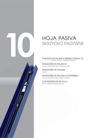 NOTAS TÉCNICAS
NOTAS TÉCNICAS
126
NOTA: Para una mayor seguridad se recomienda colocar el herraje Evo-Security sobre fallebas de aluminio
y canal de hoja simple.
UWAGA: Dla większego bezpieczeństwa zaleca się umieścić okucie Evo-Security na aluminiowych listwach
i kanale pojedynczego skrzydła.
VIVIENDAUNIFAMILIAR
S1
Protección frente al ladrón oportunista y sin experiencia y frente a sencillos
actos vandálicos con fuerza física y sin uso de herramientas.
Zabezpieczenie przed złodziejami wykorzystującymi nadarzającą się okazję i
bez doświadczenia oraz przeciw nieskomplikowanym aktom wandalizmu przy
użyciu siły fizycznej i bez użycia narzędzi.
S2
Protección eficaz contra delincuentes ocasionales equipados con herramientas
de palanca y que no saben bien lo que pretenden conseguir. Generalmente no
se arriesgan si pasan más de 3 minutos intentando forzar las ventanas.
Skuteczne zabezpieczenie przed sporadycznymi przestępcami wyposażonymi
w narzędzia takie jak łom, a którzy dobrze nie wiedzą co chcą osiągnąć.
Zazwyczaj nie ryzykują, jeżeli spędzają więcej niż 3 minuty próbując włamać
się przez okno.
NEGOCIOSYEDIFICIOSPÚBLICOS
S3
Protección avanzada contra delincuentes con experiencia equipados con
destornilladores de grandes dimensiones y cuñas, que saben exactamente
lo que quieren conseguir. Momento de ataque planificado y tiempos de
ataque altos: hasta 15 min.
Zaawansowane zabezpieczenie przed przestępcami z doświadczeniem
wyposażonymi w dużych rozmiarów śrubokręty i kliny, którzy doskonale wiedzą
co chcą osiągnąć. Zaplanowany moment ataku i długi czas działania: aż do
15 minut czasu.
S4
Protección avanzada con las mismas características que la S3 pero en
ventanas y balconeras de grandes dimensiones.
Zaawansowane zabezpieczenie o tych samych właściwościach co w S3, ale
przy dużych rozmiarów oknach i skrzydłach balkonowych.
Norma
RC2
(WK2)
Esta configuración de herraje debe ser certificada conjuntamente con el vidrio y la serie en la que va montado.
To zestawienie okuć powinno zostać potwierdzone wraz z szybą i w kolejności w jakiej jest montowane.
 