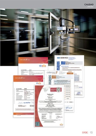 15
CALIDAD
JAKOŚĆ
Nº DE INFORME: 28844 PÁG. 1 / 13
TECNALIA RESEARCH & INNOVATION Sede Social/Headquarters
Área Anardi 5 T: 902 760 004/5 Parque Tecnológico de San Sebastian
E-20730 Azpeitia – Gipuzkoa T: +34 946 430 850 (International calls) Mikeletegi Pasealekua 2
E-20009 Donostia-San Sebastian (Spain)
Alberto Jimenez
Técnico de laboratorio
Sistemas y Productos
Construcción-Servicios
Maite Gurrutxaga
Resp. Técnico de Acreditación
Sistemas y Productos
Construcción-Servicios
Nº INFORME 28844
CLIENTE STAC S.L.
PERSONA DE CONTACTO JOSÉ MONTES
DIRECCIÓN POL. IND. PICUSA S/N, 15900 PADRÓN (A CORUÑA)
OBJETO ENSAYOS SEGÚN UNE-EN 1935:2002/AC:2004
MUESTRA ENSAYADA BISAGRA «ARIES»
FECHA DE RECEPCIÓN 10.10.2011
FECHA DE ENSAYO 07.11.2010 – 23.11.2011
FECHA DE EMISIÓN 13.12.2011
* Los resultados del presente informe conciernen, única y exclusivamente al material ensayado.
* Este informe no podrá ser reproducido sin la autorización expresa de FUNDACIÓN TECNALIA R&I, excepto cuando lo sea de forma íntegra.
RazónSocial/FUNDACIÓNTECNALIARESEARCH&INNOVATIONNºF-69RegistrodeFundacionesdelGobiernoVascoCIFG48975767
Ͷ Ȁ  ͵ Ͷ ͸
15
 