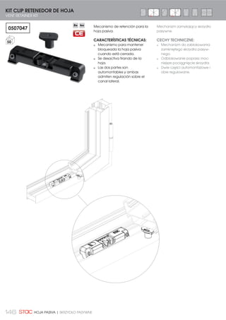 133
Kit oscilobatiente Smart para
cerrar al inversor.
CARACTERÍSTICAS TÉCNICAS:
El kit viene provisto de bisagras
con regulación 3D y puntos
de cierre encasquillados
regulables.
Posibilidad de acoplar múltiples
puntos de cierre.
Todos los elementos deslizantes
incorporan un clip para eliminar
holguras.
Tornillería y piezas metálicas de
acero inoxidable.
Piezas de zamak tratadas
para garantizar resistencia a la
corrosión de más de 250 horas
de cámara de niebla salina
Compases no incluidos.
KIT BASE OSCILOBATIENTE CIERRE AL INVERSOR SMART
ZESTAW ROZWIERNO-UCHYLNY SMART ZAMKNIĘCIE NA SŁUPKU
R1118 **
16
Zestaw rozwierano-uchylny
Smart z zamknięciem na słupku
pionowym.
CECHY TECHNICZNE:
Zestaw zawiera zawiasy
regulowane w poziomie i
pionie oraz regulowany punkt
zamknięcia.
Możliwość dołączenie wielu
punktów zamknięcia.
Wszystkie elementy przesuwne
wyposażone w klips
eliminujący luzy.
Śruby i elementy metalowe ze
stali nierdzewnej
Elementy wykonane ze
znal, pokryte powłoką
gwarantująca odporność na
korozję.
Niedołączone rozwórki.
R1118 ** S
16
R1133 **
16
KIT BASE OB CIERRE AL INVERSOR SIN CREMONA
ZESTAW PODSTAWOWY DO OKIEN R-U SMART
ZAMKNIĘCIE NA SŁUPKU BEZ KLAMKI
LYRA
SIRIUS
KITBASE OB CIERRE AL INVERSORCREMONASIRIUS
ZESTAW PODSTAWOWY DO OKIEN R-U SMART
ZAMKNIĘCIE NA SŁUPKU Z KLAMKA SIRIUS
REG
REG
REG
 