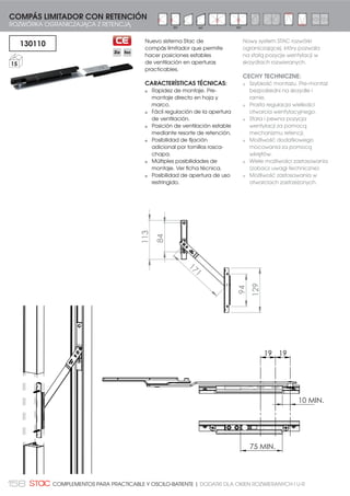 145SKRZYDŁO PASYWNE| HOJA PASIVA
EXTENSIBLES
MEDIANTE FALLEBA
:'â8į$1( =$ 3202ć
LISTWY TRANSMISYJNEJ
KIT PASADORES DE PALANCA EXTENSIBLES CIERRE INVERSOR
ZESTAW WYDŁUŻANYCH RYGLI DŹWIGNIOWYCH ZAMKNIĘCIE NA SŁUPKU
KIT PASADORES DE PALANCA EXTENSIBLES
CIERRE AL MARCO
ZESTAW WYDŁUŻANYCH RYGLI DŹWIGNIOWYCH
ZAMKNIĘCIE NA RAMIE
111610
20
111611
20
Kit de cierre para la hoja pasiva
mediante pasadores de palanca
extensibles.
CARACTERÍSTICAS TÉCNICAS:
Posición totalmente regulable
en altura y en apriete.
Prolongables mediante falle-
ba, son ideales para puertas
balconeras.
Incorpora clip antiholguras.
Ajustados a todos los inversores
del mercado.
Sistema de seguridad con blo-
queo de palanca.
Los punteros en acero inoxidable
aportan mayor resistencia y son
compatibles con los kits de cierre al
marco y cierre al inversor de la hoja
activa.
Zestaw zamykający do skrzydła
pasywnego za pomocą rygli
przedłużanych.
CECHY TECHNICZNE:
Wysokość i docisk całkowicie
regulowane.
Rygle przedłużane, idealne do
drzwi balkonowych.
Zawiera spinacz przeciw
luzom.
Dopasowane do wszystkich
słupków na rynku.
System zabezpieczający z
blokadą dźwigniową.
Końcówki ze stali nierdzewnej
zapewniają większą trwałość
i są kompatybilne z zestawa-
mi zamknięcie na ramie i
zamknięcie na słupku skrzydła
czynnego.
OŚ 10
EJE 10
20
15
INVERSOR
MARCO/HOJA
6â83(. 5$0$6.5='â2
KIT PASADORES DE PALANCA EXTENSIBLES
CON PUNTEROS INOX
ZESTAW WYDŁUŻANYCH RYGLI DŻWIGNIOWYCH
Z KOŃCÓWKAMI ZE STALI NIERDZEWNEJ
111620
20
 