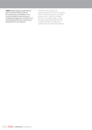 197PRZESUWNE | CORREDERA
LOS KITS PARA CORREDERA SON PERSONALIZABLES. GANCHOS Y CONTRA-
CIERRES PUEDEN COMBINARSE PARA ADAPTARSE A DIFERENTES SERIES.
ZESTAWY DLA OKIEN PRZESUWNYCH MOŻNA ZINDYWIDUALIZOWAĆ. HAKI I
ZACZEPY MOGĄ ŁĄCZYĆ SiĘ W CELU DOPASOWANIA SIĘ DO RÓŻNYCH SERII.
13,20
6,80
37
8,20
6,10 24,80
12,10
24,80
11
6,10
37
9,10
13
11
6,80
5,70
14,10
2,50
48,85
4
12,10
15,20
11
32
20
20,7
19,0
12,10
20,30
18,10
33,455
5
7,1
12
7
6
19,50
2,500
32,50
33,455
5,80
9,70
12,10
38,46
7,1
5
2,50
38,46
6,50
4
20,31
20,7
12,10
38,46
7,1
5
2,50
38,46
6,50
4
20,31
20,7
6
MICROVENTILACIÓN CORREDERAS CORTE RECTO
MIKROWENTYLACJA DO OKIEN PRZESUWNYCH PROSTE PRZECIĘCIE
05035000
100
05035200
100
05036200
100
05036500
100
MV CORTE RECTO S5000
MIKROWENTYLACJA PROSTE PRZECIĘCIE S5000
MV CORTE RECTO S5200
MIKROWENTYLACJA PROSTE PRZECIĘCIES5200
MV CORTE RECTO S6200
MIKROWENTYLACJA PROSTE PRZECIĘCIE S6200
MV CORTE RECTO S6500
MIKROWENTYLACJA PROSTE PRZECIĘCIE S6500
!
 