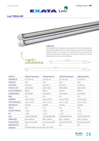 Lâmpadas LED   Catálogo Exata - 44




Led TUBULAR
 